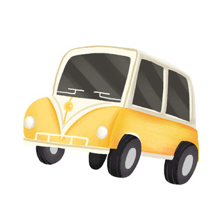 汽车元素黄色小轿车PNG素材